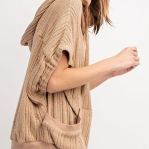 Hooded Dolman Shortsleeved Sweater Pullover